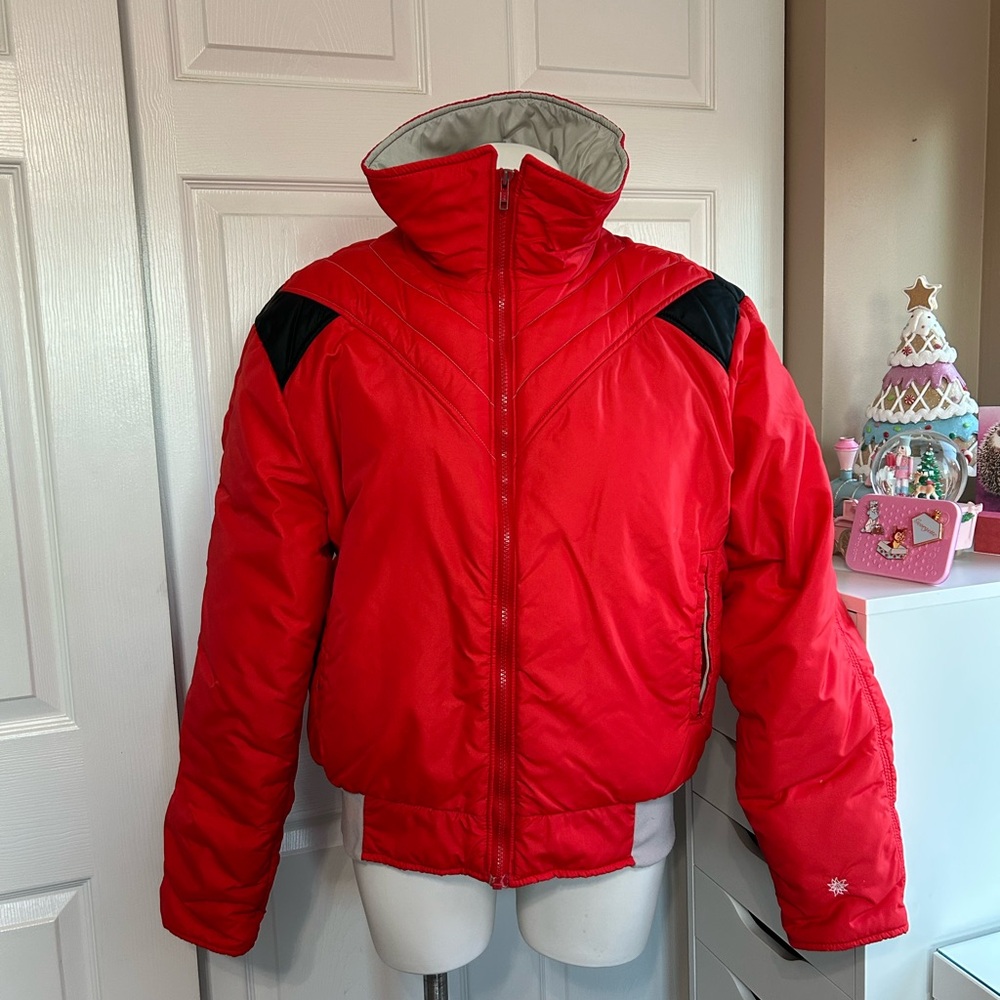 Alpine Designs Red Down Cropped Puffer Jacket